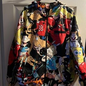 Mens size large members only Nickelodeon windbreaker with hood
